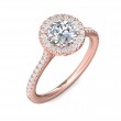 FlyerFit® 18K Pink Gold Micropave Halo Engagement Ring