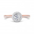 FlyerFit® 14K Pink Gold Shank And White Gold Top Micropave Halo Engagement Ring