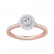 FlyerFit® 14K Pink Gold Shank And White Gold Top Micropave Halo Engagement Ring