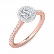 FlyerFit® 14K Pink Gold Shank And White Gold Top Micropave Halo Engagement Ring