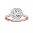 FlyerFit® 18K Pink Gold Shank And White Gold Top Micropave Halo Engagement Ring