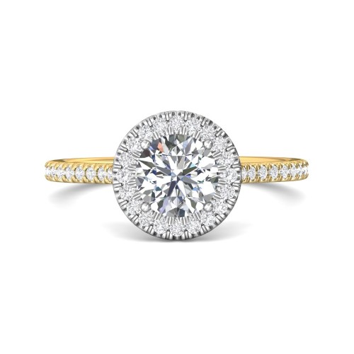 FlyerFit&reg; 14K Yellow and 14K White Gold Micropave Halo Engagement Ring