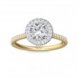 FlyerFit® 18K Yellow Gold Shank And White Gold Top Micropave Halo Engagement Ring
