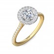 FlyerFit® 18K Yellow Gold Shank And White Gold Top Micropave Halo Engagement Ring