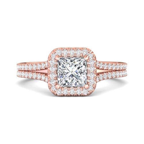 FlyerFit&reg; 18K Pink Gold Split Shank Engagement Ring