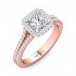 FlyerFit® 14K Pink Gold Shank And White Gold Top Split Shank Engagement Ring
