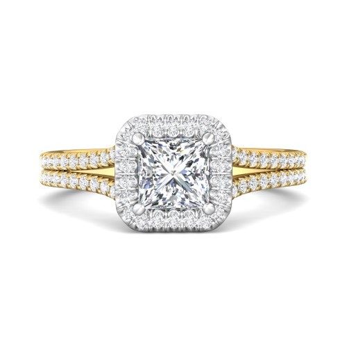 FlyerFit&reg; 18K Yellow Gold Shank And White Gold Top Split Shank Engagement Ring