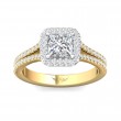 FlyerFit® 18K Yellow Gold Shank And White Gold Top Split Shank Engagement Ring