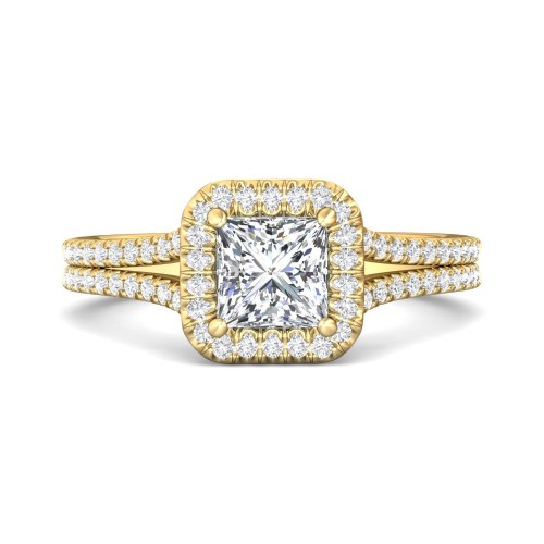 FlyerFit&reg; 18K Yellow Gold Split Shank Engagement Ring