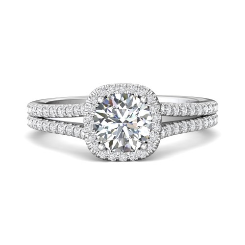FlyerFit&reg; 18K White Gold Split Shank Engagement Ring