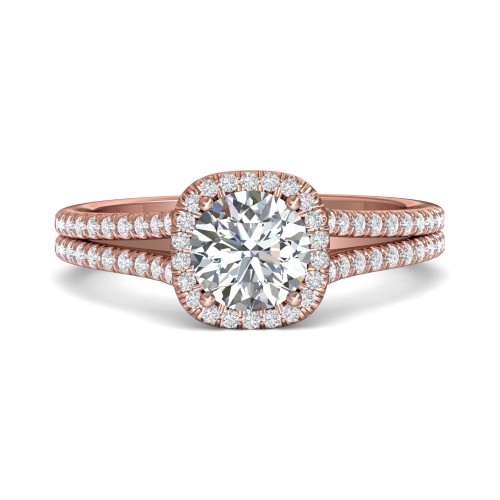 FlyerFit&reg; 18K Pink Gold Split Shank Engagement Ring