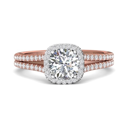 FlyerFit&reg; 14K Pink Gold Shank And White Gold Top Split Shank Engagement Ring
