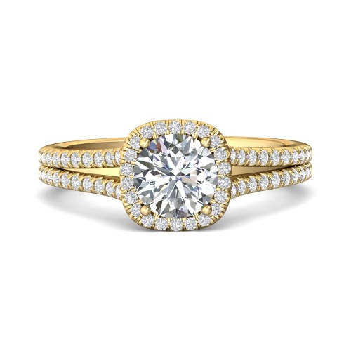 FlyerFit&reg; 18K Yellow Gold Split Shank Engagement Ring