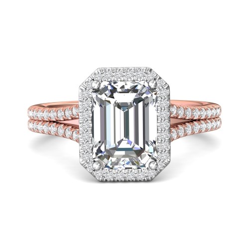 FlyerFit&reg; 18K Pink Gold Shank And White Gold Top Split Shank Engagement Ring