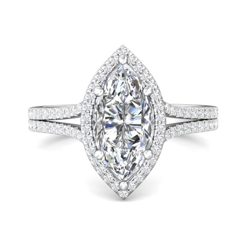FlyerFit&reg; 18K White Gold Split Shank Engagement Ring