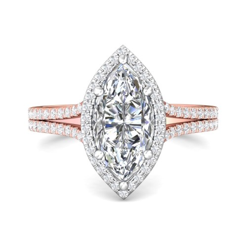 FlyerFit&reg; 18K Pink Gold Shank And White Gold Top Split Shank Engagement Ring