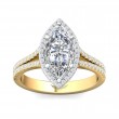 FlyerFit® 18K Yellow Gold Shank And White Gold Top Split Shank Engagement Ring