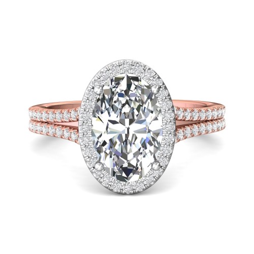 FlyerFit&reg; 14K Pink Gold Shank And White Gold Top Split Shank Engagement Ring