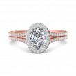 FlyerFit® 14K Pink Gold Shank And White Gold Top Split Shank Engagement Ring