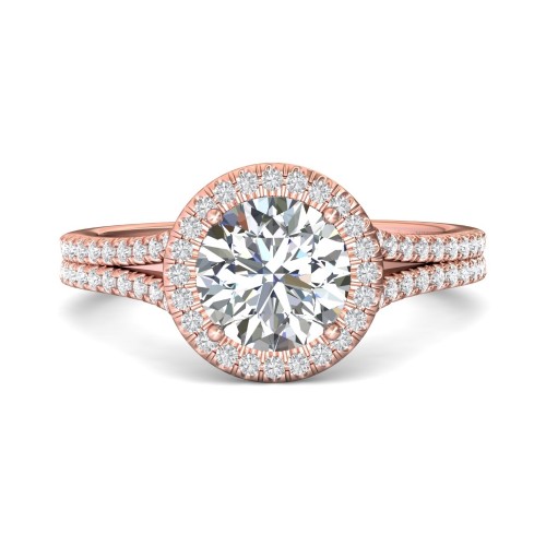 FlyerFit&reg; 18K Pink Gold Split Shank Engagement Ring