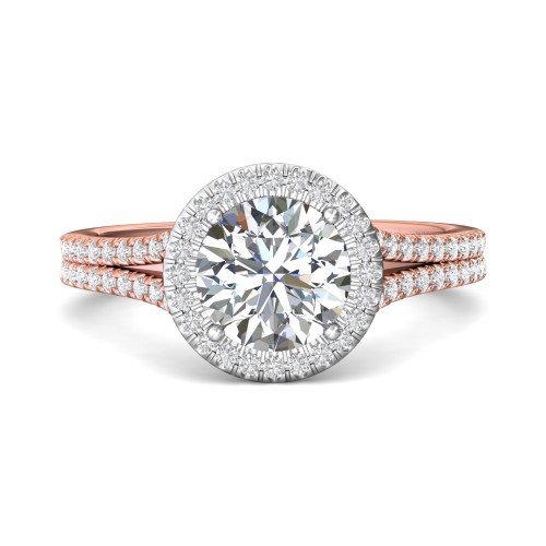 FlyerFit&reg; 18K Pink Gold Shank And White Gold Top Split Shank Engagement Ring