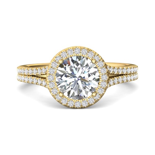 FlyerFit&reg; 18K Yellow Gold Split Shank Engagement Ring