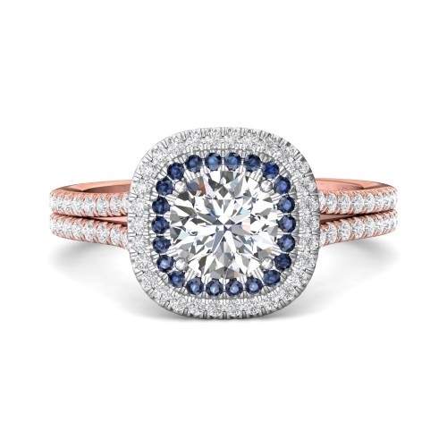 FlyerFit&reg; 18K Pink Gold Shank And White Gold Top Split Shank Engagement Ring