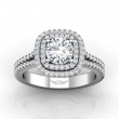 FlyerFit® 18K White Gold Split Shank Engagement Ring
