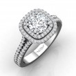 FlyerFit® 18K White Gold Split Shank Engagement Ring