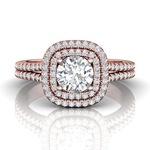 FlyerFit&reg; 18K Pink Gold Split Shank Engagement Ring