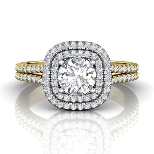 FlyerFit&reg; 18K Yellow Gold Shank And White Gold Top Split Shank Engagement Ring