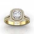 FlyerFit® 18K Yellow Gold Split Shank Engagement Ring