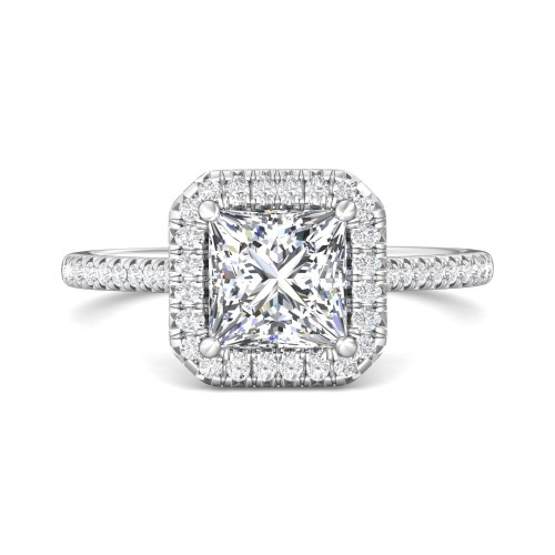 FlyerFit&reg; 14K White Gold Micropave Halo Engagement Ring