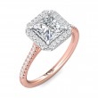 FlyerFit® 14K Pink Gold Shank And White Gold Top Micropave Halo Engagement Ring
