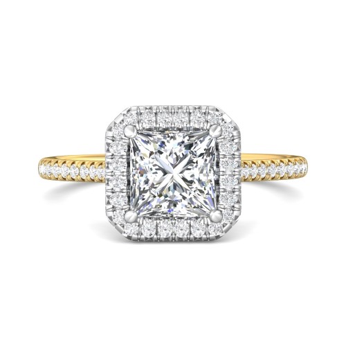 FlyerFit&reg; 14K Yellow and 14K White Gold Micropave Halo Engagement Ring