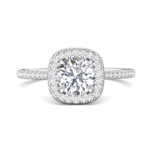 FlyerFit&reg; Platinum Micropave Halo Engagement Ring