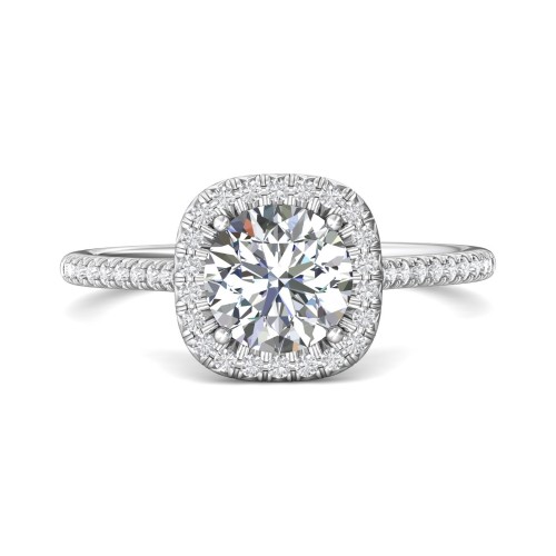FlyerFit&reg; Platinum Micropave Halo Engagement Ring