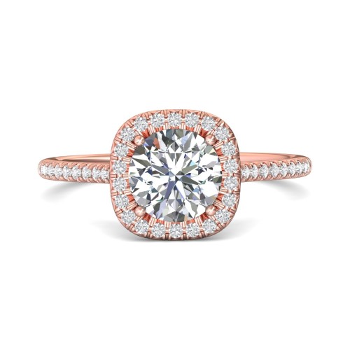 FlyerFit&reg; 14K Pink Gold Micropave Halo Engagement Ring