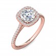 FlyerFit® 14K Pink Gold Micropave Halo Engagement Ring