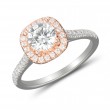 FlyerFit® 14K Pink Gold Shank And White Gold Top Micropave Halo Engagement Ring