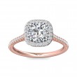 FlyerFit® 18K Pink Gold Shank And White Gold Top Micropave Halo Engagement Ring