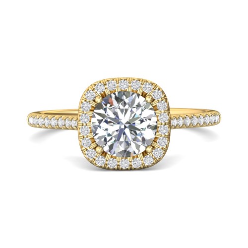 FlyerFit&reg; 14K Yellow Gold Micropave Halo Engagement Ring