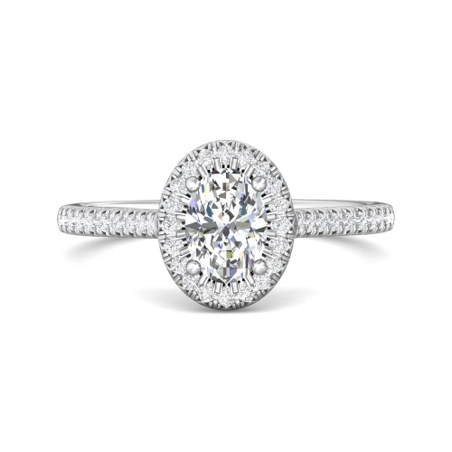 FlyerFit&reg; 18K White Gold Micropave Halo Engagement Ring