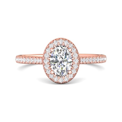 FlyerFit&reg; 14K Pink Gold Micropave Halo Engagement Ring