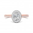 FlyerFit® 18K Pink Gold Shank And White Gold Top Micropave Halo Engagement Ring