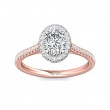 FlyerFit® 18K Pink Gold Shank And White Gold Top Micropave Halo Engagement Ring