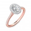 FlyerFit® 18K Pink Gold Shank And White Gold Top Micropave Halo Engagement Ring