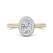 FlyerFit® 18K Yellow Gold Shank And White Gold Top Micropave Halo Engagement Ring