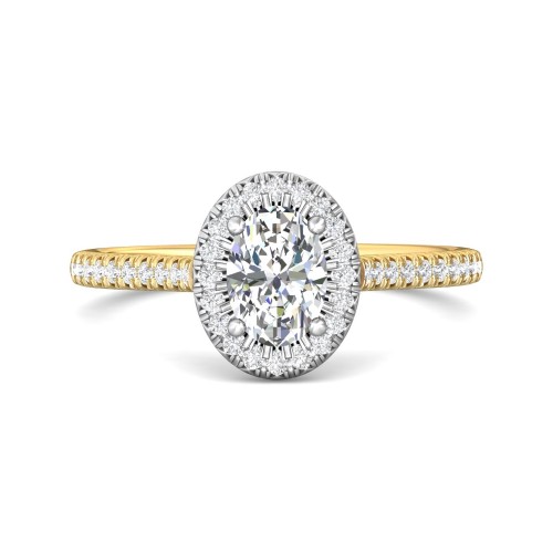 FlyerFit&reg; 14K Yellow and 14K White Gold Micropave Halo Engagement Ring