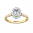 FlyerFit® 18K Yellow Gold Shank And White Gold Top Micropave Halo Engagement Ring